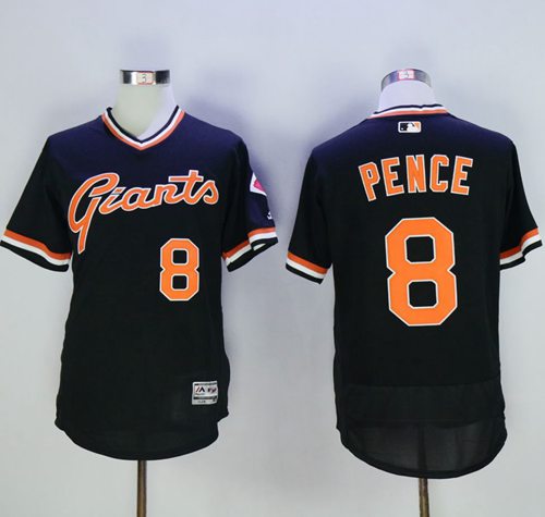 Giants #8 Hunter Pence Black Flexbase Authentic Collection Cooperstown Stitched MLB Jersey - Click Image to Close